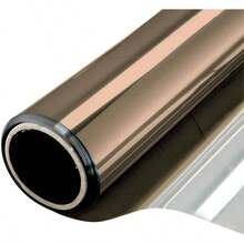 Pelcula de espejo unidireccional para ventana, privacidad diurna, esttica, no adhesiva, control de calor, anti, tinte de ventana para el hogar y la oficina, color negro y plateado, 6 mm, 17.5 pulgadasx 6.5 pies - Marrón y plateado + 17.5 Inch x 6.5 Feet - Ver 2