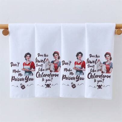 2/4 pièces Bandes d'essuie-tout de cuisine amusantes, chiffon de vaisselle super absorbant avec texte humoristique, cadeau de cuisine convenant aux femmes au foyer, mères, pendaison de crémaillère