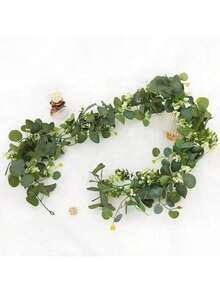 1pc 180cm Artificial Green Vine Garland With Eucalyptus, Baby's Breath And Boxwood Leaves For Wedding, Party, Home Decoration, Arch, Wreath