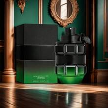 Wooden Floral Fragrance Men's Luxurious Perfume, Men's Long-Lasting Warm Spicy And Fresh Scent - Citrus, Black Pepper And Rosemary Fragrance - Luxurious Men's Perfume, Alcohol And Additives Free, Elegant Green Bottle With Black Cap, Bomb-Shaped Design, The Best Gift For Halloween, Thanksgiving And Christmas