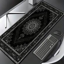 黑色波斯地毯图案鼠标垫/桌面垫 - 防滑橡胶底座，耐用涤纶表面，生动花卉图案，适用于游戏和办公，时尚桌面装饰礼品，桌面鼠标垫，办公用品，办公桌配件，鼠标垫 - 彩色 - 查看 6