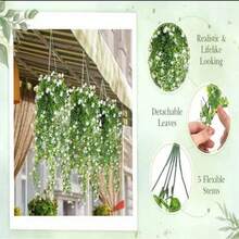 1/4 pièces Plantes artificielles suspendues Plantes murales suspendues en eucalyptus faux Plantes suspendues en plastique résistant aux UV Décoration artificielle pour fête, mur, porche, mariage