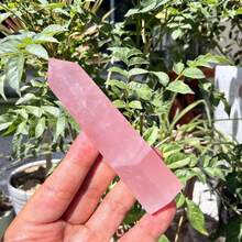 1pc Elegant Rose Quartz Column Crystal - Natural Pink To Magenta Shades, Smooth Polished Hexagonal Prism For Home Decor, Meditation, Jewelry Making - Decorative & Functional Crystal Gift For Valentine's, Weddings, Spiritual Spaces, Rose Quartz Jewelry, Meditation Accessories