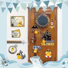 Fall Cruise Door Magnet - 16 Pcs Halloween Large Ship Decorations Funny Mailbox Covers Magnetic Cute Blue Pumpkin Cabin Anchor Stateroom Stickers Decals For Fridge Refrigerator Party Decor - Vịt-9 miếng - Xem 4