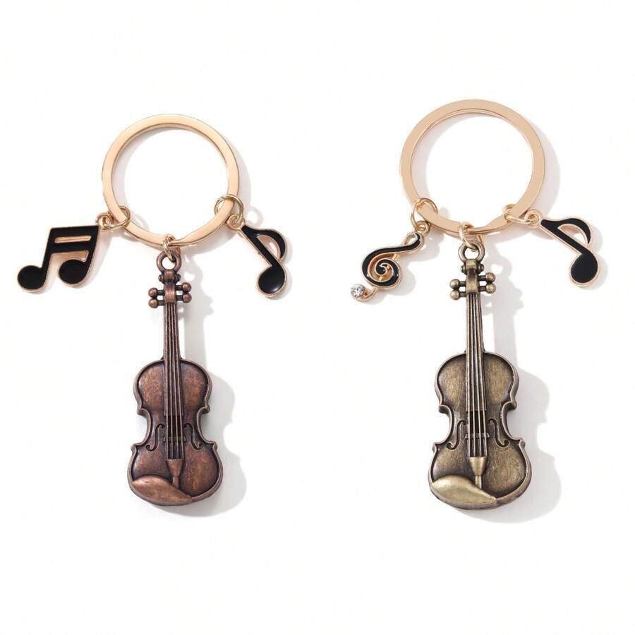1 szt. Metalowy brelok w kształcie skrzypiec, ozdobny brelok do kluczy dla przyjaciół, prezent, akcesoria samochodowe, zawieszka do torby, szkoła, urocze gotyckie smycze do torebek Y2k z uchwytem na identyfikator, akcesoria samochodowe, zawieszki do torebek