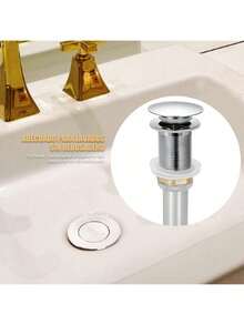 REDDRAGON Tapón de Drenaje del Fregadero, Desagüe de Pileta de Acero Inoxidable, Tapón de Drenaje Emergente del Baño, Drenaje Sin Orificio de Desbordamiento para Cocina, Antiobstrucción - 1 - Ver 2