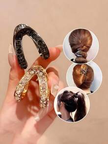 3 kẹp tóc kim loại rỗng cho nữ, kẹp tóc đuôi ngựa cao bằng kim loại tối giản, kẹp tóc đuôi ngựa rỗng đa năng thời trang, kẹp vuốt tóc, kẹp tóc, kẹp tóc, kẹp tóc, kẹp tóc vàng - Bộ 3 chiếc nhẫn ba màu kết hợp - Xem 8