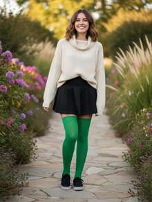 Don Calcetin Women Over The Knee Socks - Green - View 2