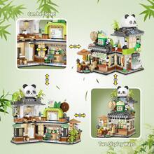 Street View Tea Shop Mini Building Blocks  Set, Creative Building Toys Cute Panda Building Set For Girls 6-12, Simulation Architecture Construction Toy, Gift Idea For Kids Adults (860PCS) - Multicolor - View 3