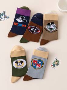 1/5/10 Pairs Disney Men's Mid-Calf Socks, Maillard Color Palette Mickey Mouse, Autumn/Winter Christmas Fun Socks - Multicolor - View 4