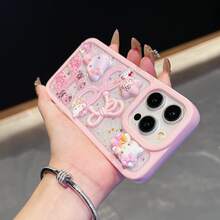 SANRIO Pink Bow-Knot Hello Kitty Leather Pattern Bow-Knot Phone Case Compatible With Iphone 17 Pro Max - Baby Pink - View 3