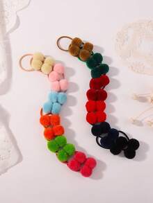 bilicaca 24/48pcs Candy Color Fluffy Ball Hair Scrunchies, Cute Ponytail Holders For Kids, Daily Hair Accessories