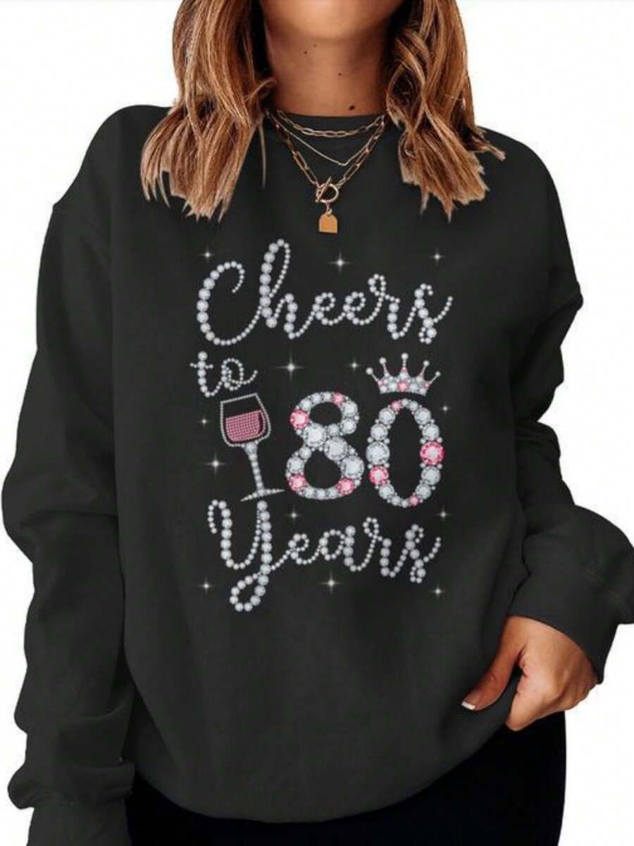 Cheers To 80 Years 1939 80Th Birthday For Women Sweatshirt - (2) - màu đen - Xem 1