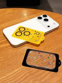 Luxury Bling Glitter Rhinestone 3D Transparent Glass Camera Lens Protector Compatible With IPhone 17 Pro Max 17 Pro Accessories Decoration Glass Rear Camera Scren Cover - 無色 - 查看 4