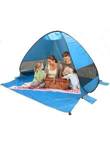 BS-26 Carpa de Playa, Refugio de Sol de Playa Up Carpa de Sombra de Playa, Refugio de Sol Cabaña 2-3 Personas Protección - azul claro - Ver 8