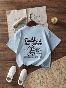 女童趣味字母印花圆领短袖T恤上衣，夏季