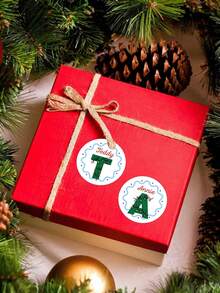 20/40/80pcs Customized Christmas Label Stickers, Custom Text,Available For 26-Letter Customization, Personalized Text Customization, Gift Label Stickers, And Customized Initial Christmas Gift Stickers,Christmas Gift ,Personalized Gifts - Multicolor - View 2