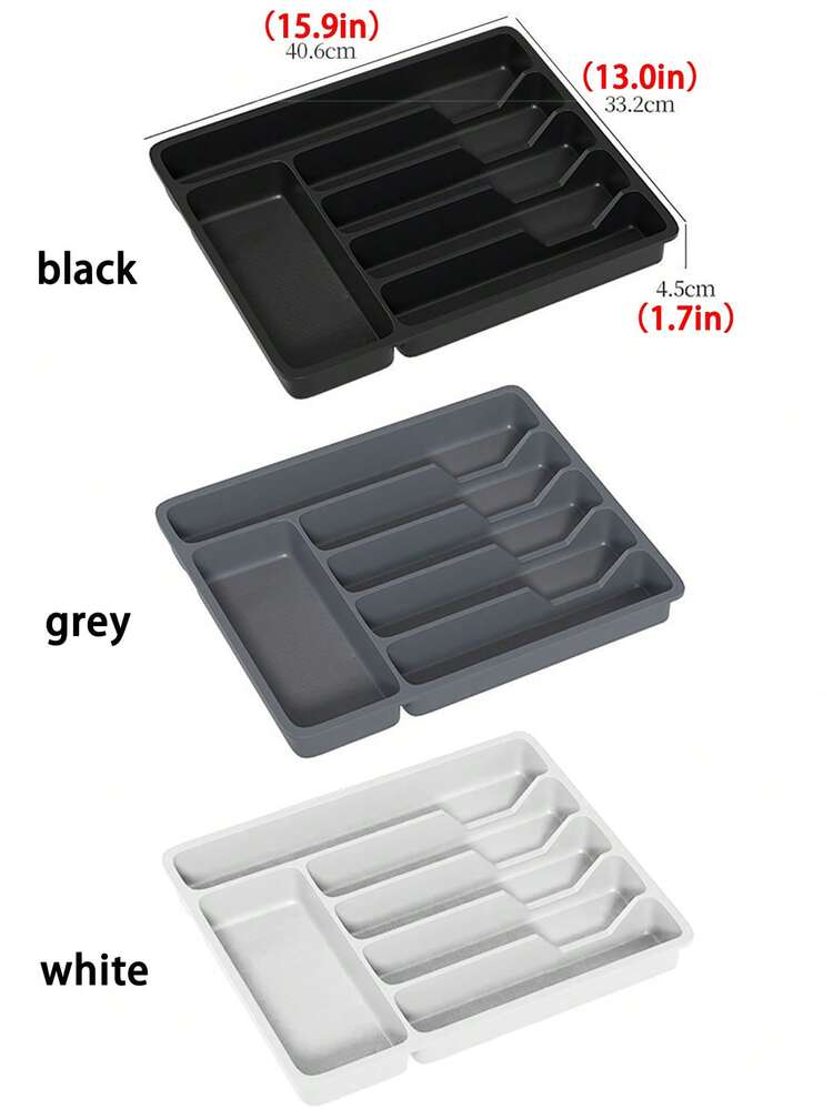 1 Peça Caixa Organizadora de Talheres, Caixa de Armazenamento de Talheres, Bandeja de Armazenamento de Gaveta de Cozinha, Material de Plástico PP, Adequado para Bancada de Cozinha, Armazenamento de Gaveta de Armário, Talheres, Utensílios, Compartimento Organizador de Pauzinhos - Multicolorido - Visão 2