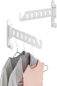 JOOM Laundry Drying Rack Wall Mounted Clothes Drying Rack Clothes Hanger -Coat Hanger Holder White - ColorC - 查看 1