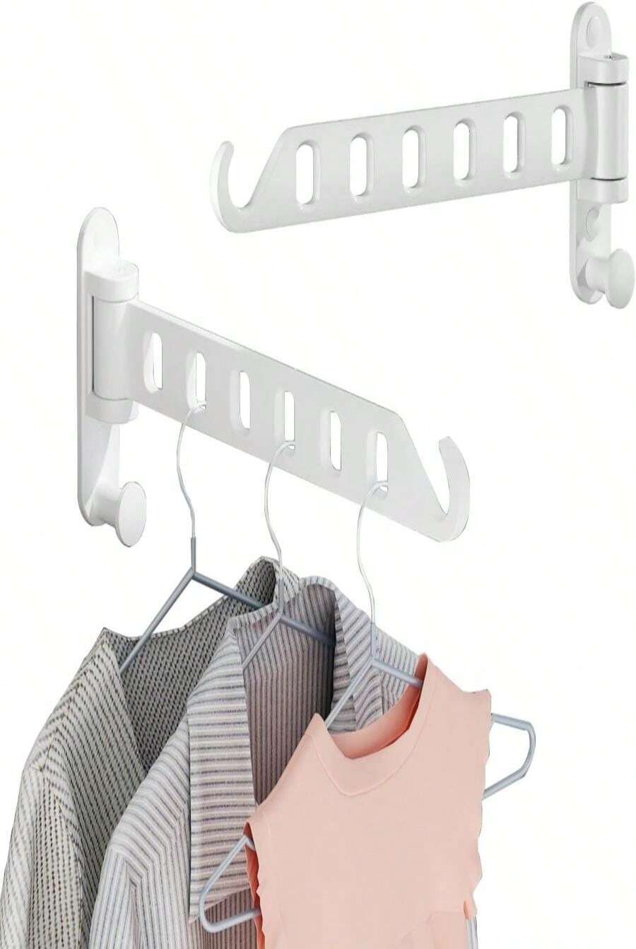JOOM Laundry Drying Rack Wall Mounted Clothes Drying Rack Clothes Hanger -Coat Hanger Holder White - ColorC - 查看 1