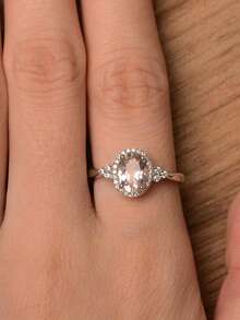 1pc Champagne Color Zirconia Ring, Fashionable Engagement Jewelry - Champagne - View 3