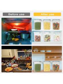 VOOVA 6/24/30-Pcs Sealed Food Storage Containers With LIDS For Cereal, Pasta, Flour And Candy Dishes, Candy Jars, Plastic Kitchen Storage Containers, Kitchen Accessories,Christmas Gifts,Christmas Stuff , - 黑與白 - 查看 5