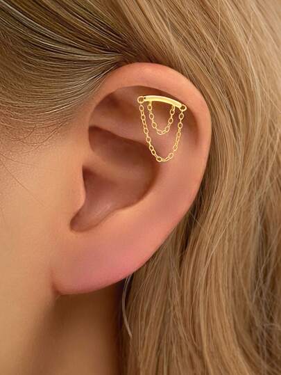 IN Z 1pc 925 Sterling Silver 14k Gold Plated Threaded Lip Stud, Minimalist Hypoallergenic Earring, Cartilage Helix Piercing Jewelry, Flat Back Earring, Suitable For Women's Daily Wear Or Party