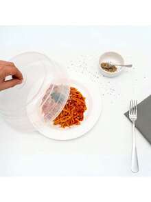 JOY - Tapa de Microondas, Pack de 2, Evita Salpicaduras y Mantiene la Humedad, Fácil Agarre, con Orificios para el, Apto para Plato de Horno, Plástico Libre de BPA, Transparente - 1 - Ver 5