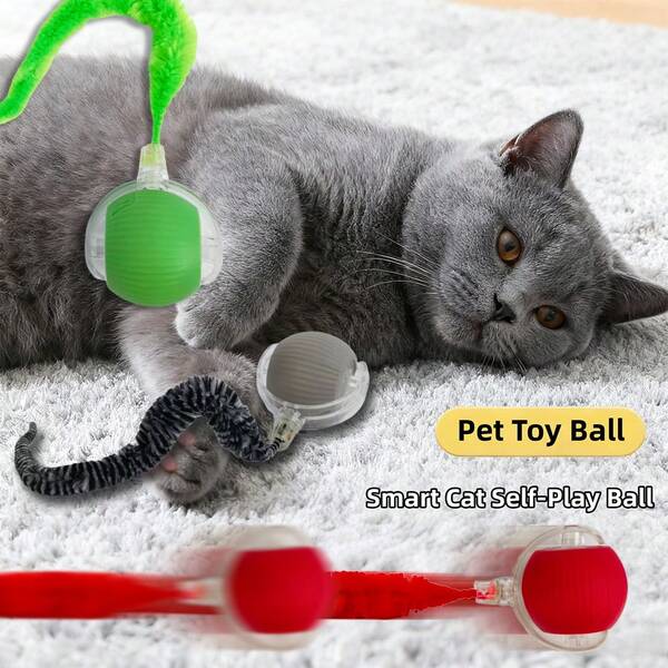 3 ألوان، 3 أوضاع حركة، كرة تفاعلية للحيوانات الأليفة قابلة للشحن عبر USB، كرة قطيفة ذكية للقطط، كرة تفاعلية للقطط والكلاب، كرة حيوانات أليفة تلعب بنفسها، لعبة قطة تفاعلية
