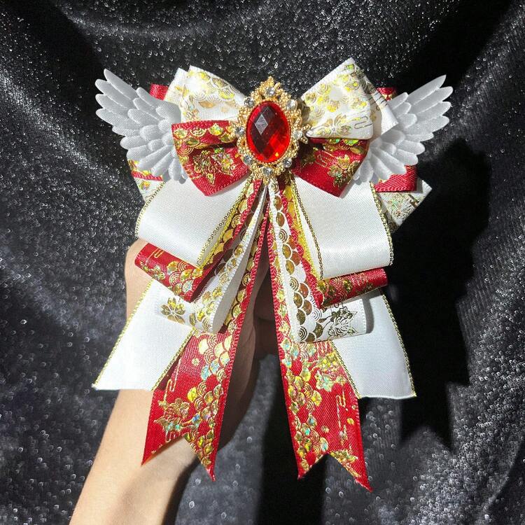 1個 かわいい装飾用リボンブローチ、ハンドメイド天使の翼DIY完成品、オタクアイドルファン応援グッズ、コスプレ衣装アクセサリー、ロリータバッグの装飾 - マルチカラー - 見る 5
