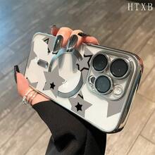 Este teléfono con lentes todo en uno y acabado electrochapado magnético admite carga inalámbrica magnética y es compatible con phone 16 Pro Max, 16, 15 Pro, 14, 14 Plus/14 Pro Max, 13, 13 Pro, 12 Pro, 11/11 Pro y la serie Pro. Es un excelente teléfono para amigos, cumpleaños y festividades. - Plateado - Ver 2