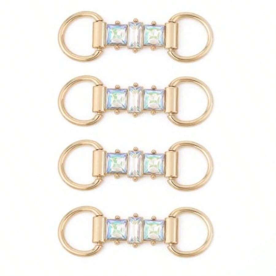 ZYDS 4 Pcs Crystal Bini Connecs Metal Buckle Bra Swimwear Connecs Cls For DIY Clothes Shoe Bag Decoran - 如圖 - 查看 1