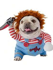 1pc Pet Funny Trick Costume, Dog Chef Outfit, Holiday Essential Pet Halloween Costumes, Fun Dog Gifts, Suitable For Cats, Small And Medium Dogs - Multicolor - View 2