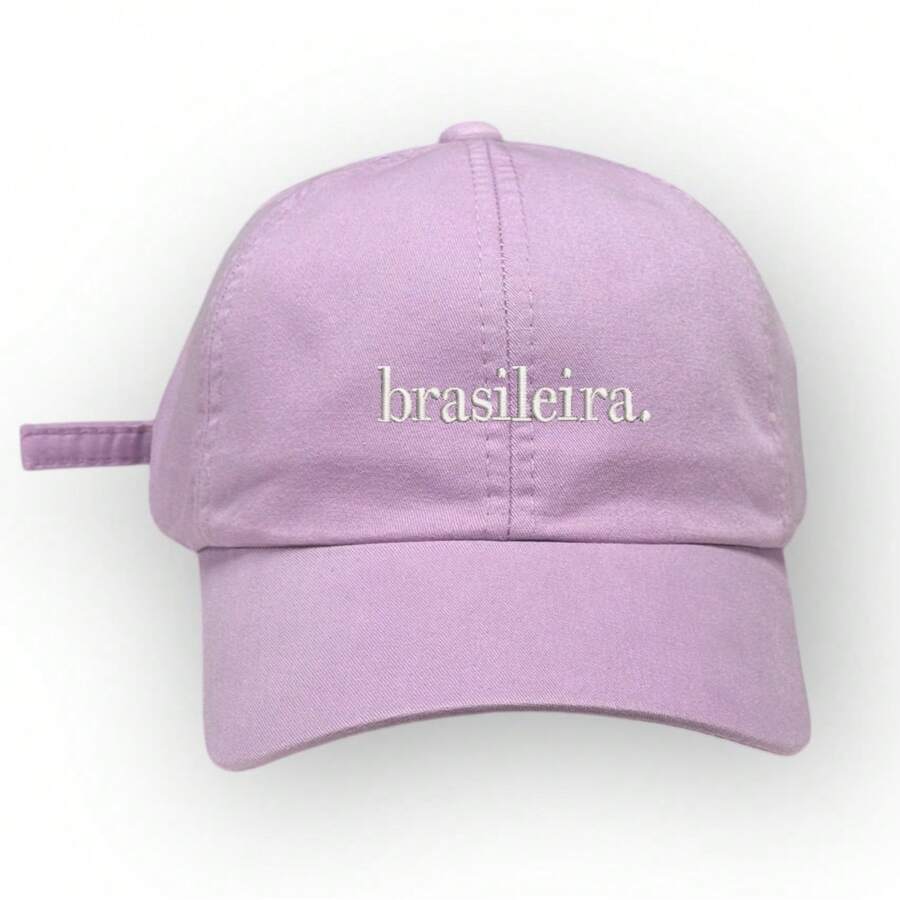 Unisex Dad Hat In 100% Cotton Twill, Brazilian Custom Curved Brim. - 淡紫色嬰兒刺繡白色 - 查看 1