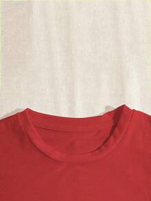 Women's Christmas Slogan Print Short Sleeve Casual Round Neck Regular T-Shirt - Red - View 4