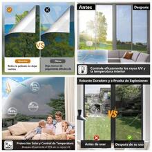 pelicula para cubrir ventana, Pelicula Ventanas Sol 50*200cm, Iene Con 3 Herramientas de Instalacin, Vidrio Protector Privacidad Espejo Una Direccin Anti 99, Para Sala Cocina plata, 50*200cm - azul + 50*200cm - Ver 1