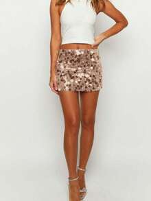 Autumn/Winter Sequin Mini Skirt, Party Dress, Women's Cocktail Dress, Women's Short Concert Outfit, Music Festival Outfit, Electronic Dance Outfit
