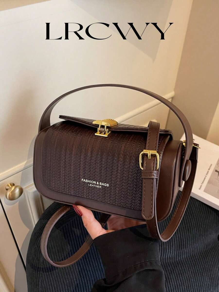 女士时尚梯形手提包，优雅简约设计，多功能肩背/顶部提手，大容量 - 咖啡 - 查看 1