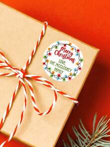 17/35/70pcs Personalized Christmas Gift Labels ,Custom Name Christmas Sticker,Christmas Present Stickers , Christmas Gift Tag Stickers,Personalized Merry Christmas Stickers – Custom Round Holiday Labels For Gift Wrapping School Supplies - Multicolor - View 2