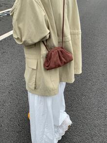 迷你女士云朵单肩包，哑光小斜挎包，韩版时尚钱包，口红包 - 咖啡 - 查看 5