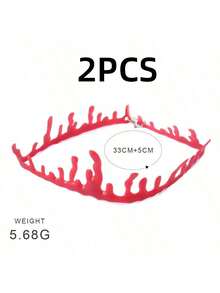 1 pieza Collar de estilo oscuro y sangriento de vampiro de horror para decoración de Halloween, collar de sangre falsa personalizada y creativa para KTV, casa embrujada - Rojo - Ver 12