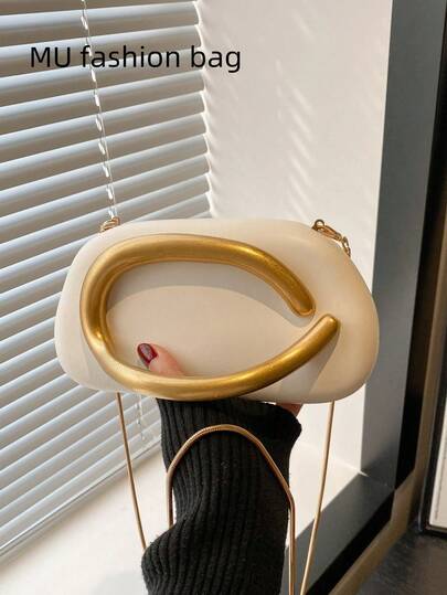 1 件（7.4 英寸 * 3.9 英寸 * 2.3 英寸）PU 材质，时尚高端手拿包，链条肩带，精致，金属装饰，独特个性化，成熟风格，手柄装饰，斜挎包，日常使用，派对和宴会，成熟优雅，复古风格，女士晚宴包（由于批次差异，颜色略有不同）（由于批次差异，手柄略有不同）