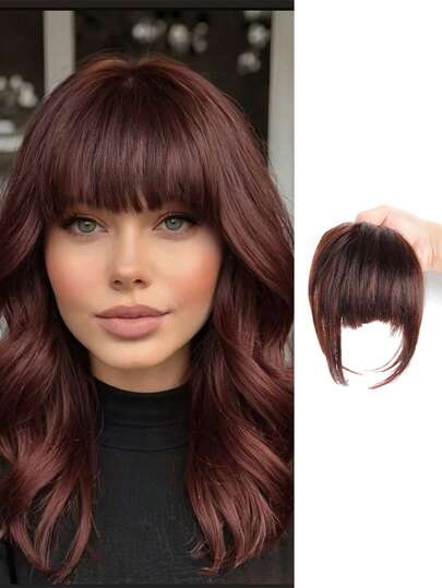 Yake Seide verdickte flauschige Damen Synthetik Perücke mit Pony und Doppelpony, Haarspangen und Haarklammern