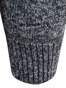 Men's Casual Comfortable Solid Color Geometric Pattern Zip-Up Cardigan, Minimalist High-End Knitted Sweater Cardigan, Autumn/Winter, Long Sleeve Top - Màu xám đen - Xem 4