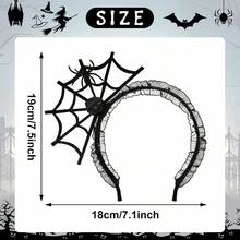 Halloween Spider Web Headband, Black Lace Hairband, Gothic Cosplay Costume Accessory Women Hair Accessories Black - Black - View 3