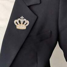 1pc Elegant Crown Design Rhinestone Encrusted Zinc Alloy Brooch, Vintage Palace Style Fashion Accessory Suitable For Women To Wear On Coats, Dresses, Bags, Hats In Autumn/Winter Occasions And Parties Christmas Gift