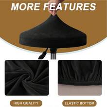 2PCS Round Bar Stool Covers Set Solid Color Stool Seat Covers Dustproof Slipcovers For Swivel Chairs Or Barstools - Black - View 5