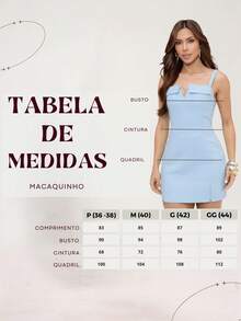 TETE FASHION OVERALLS WOMEN'S SHORT OVERALL V-NECK ELEGANT TAILORING - Light Blue - View 7