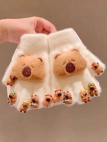 2 st varma, söta tecknade tassavtryckshandskar för barn, moderiktiga och mångsidiga för flickor och pojkar - Multifärgad - Visa 1