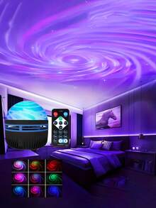 1PC Ocean Waves, Bedroom Water Light, Night Light Projector, Adult Water Light Games Room, School,Back To School,Back To School,Genie Lamp,Home Cinema,Blue Light,Lights,Lights For Bedroom,Night Light, Ceiling, Room Decoration, Valentine's Day Halloween ,Christmas Decoration With 7 Color Pattern And Remote Control, Dimmable Desk Lamp
